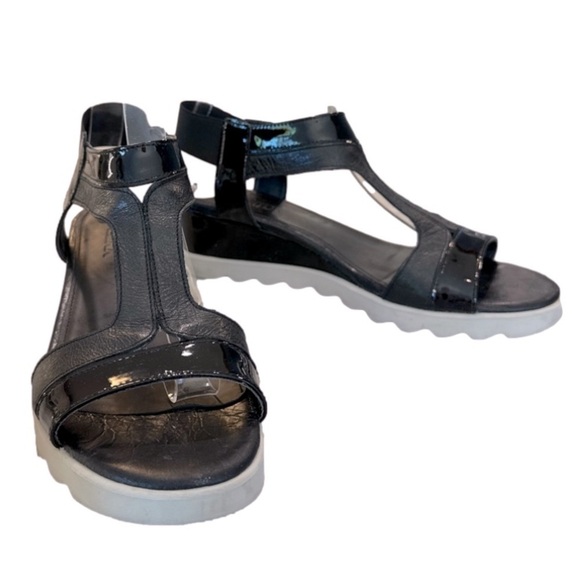 The Flexx Give a Hoot Sandal black leather low wedge women’s shoes size 9 - Picture 6 of 7